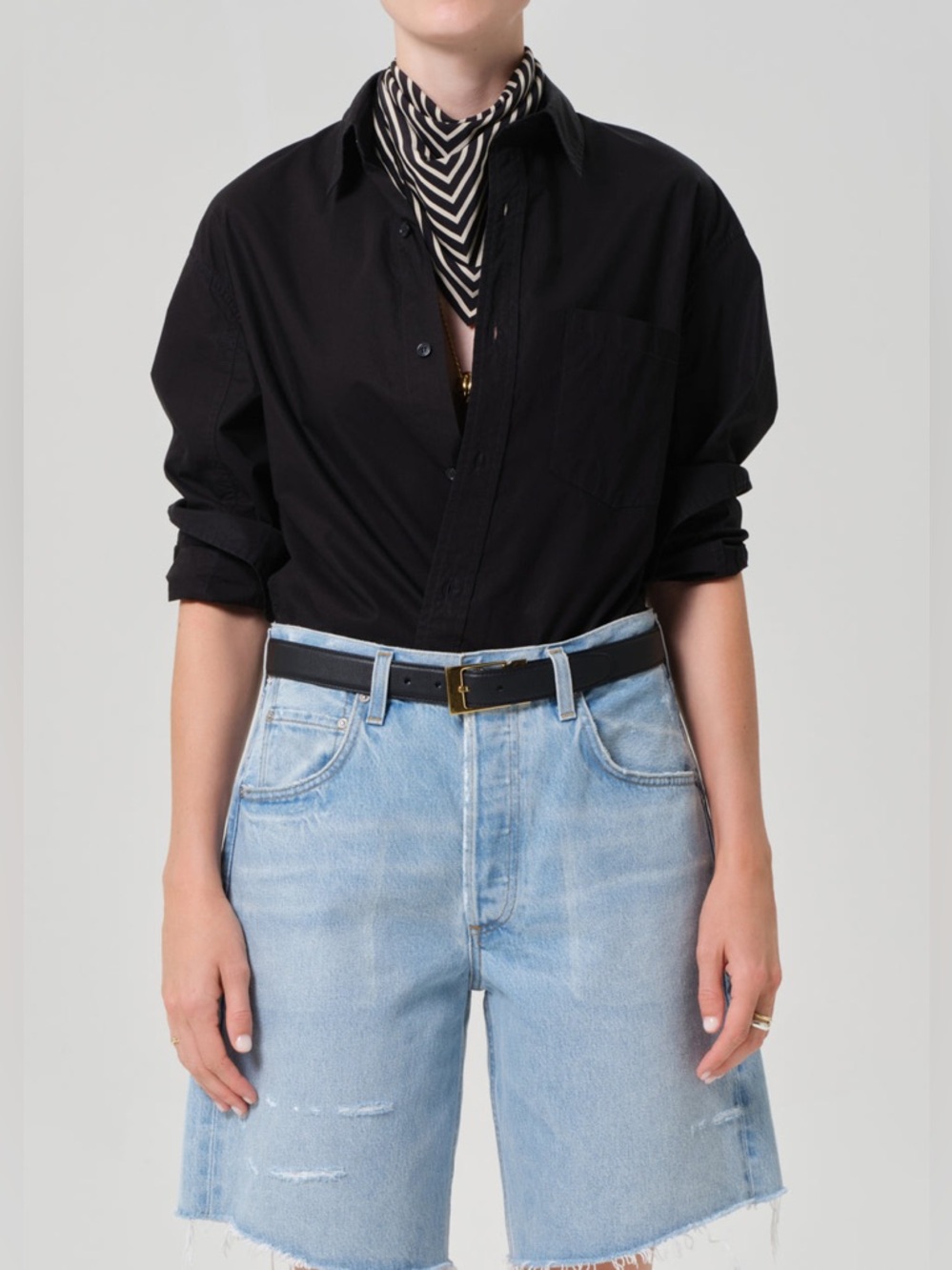 Citizens of Humanity Kayla Shirt In Black Oversized Button Down